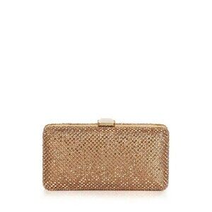 B-394. Sondra Roberts Rhinestone Box Clutch Gold